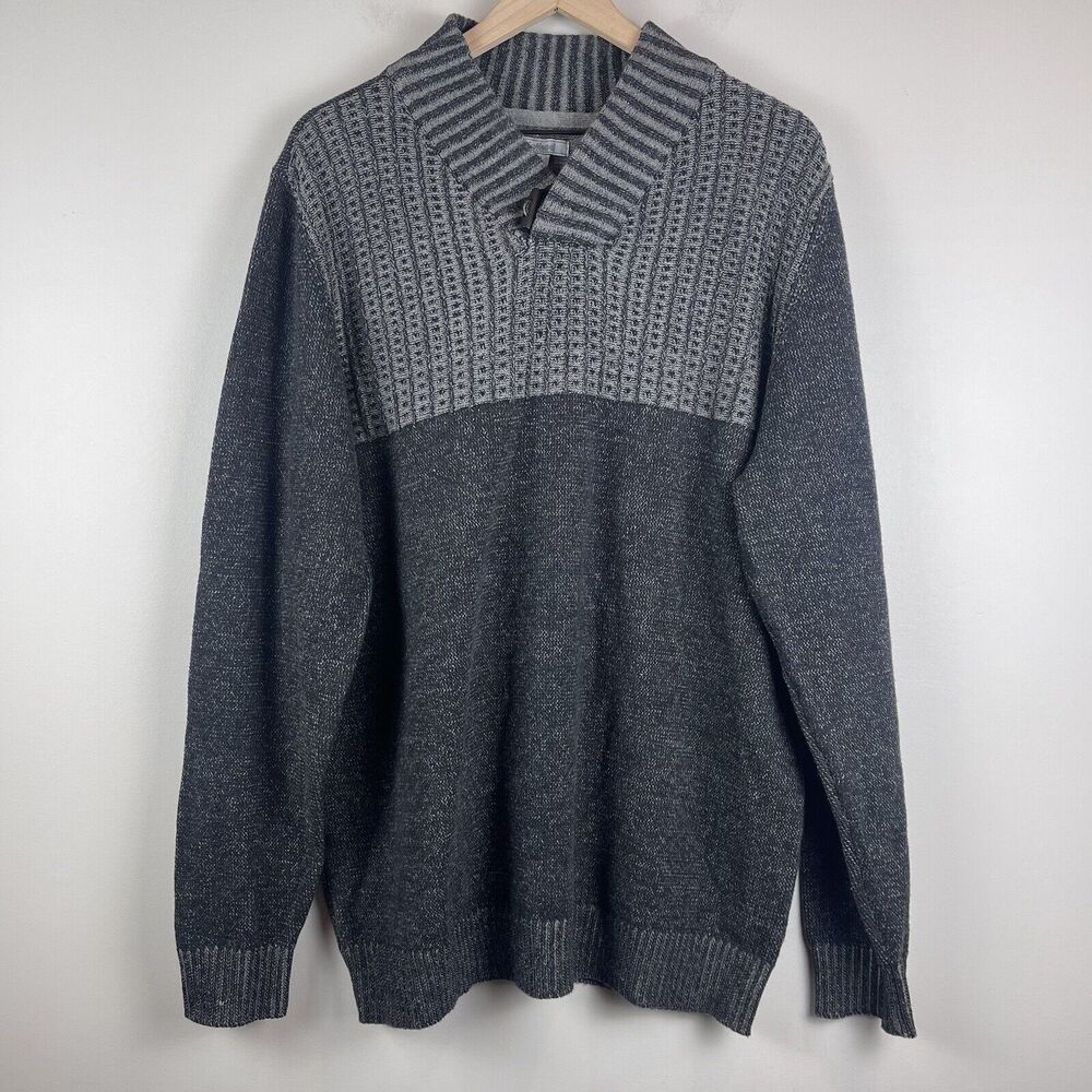 Method Mens Sweater XXL Gray Black Dark Academia Grunge‎ Grandpa Business Casual